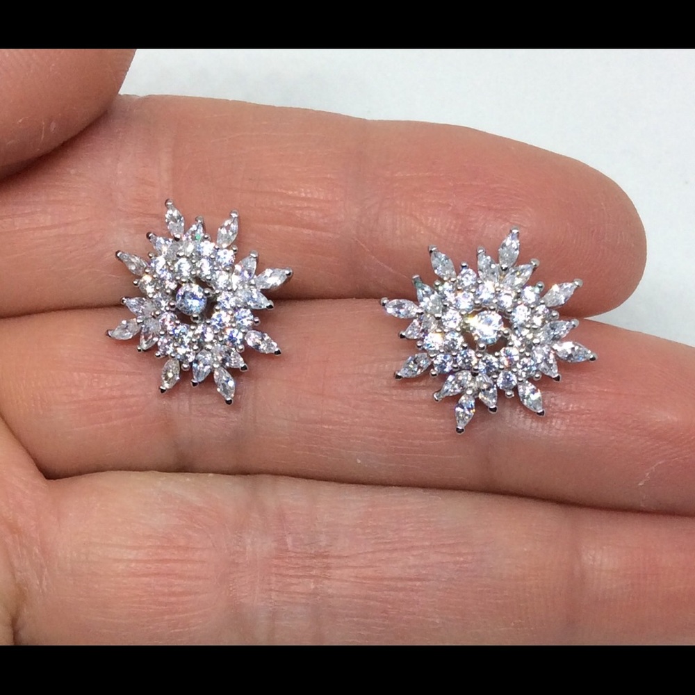 Silver Filled & White Sapphire Stud Earrings